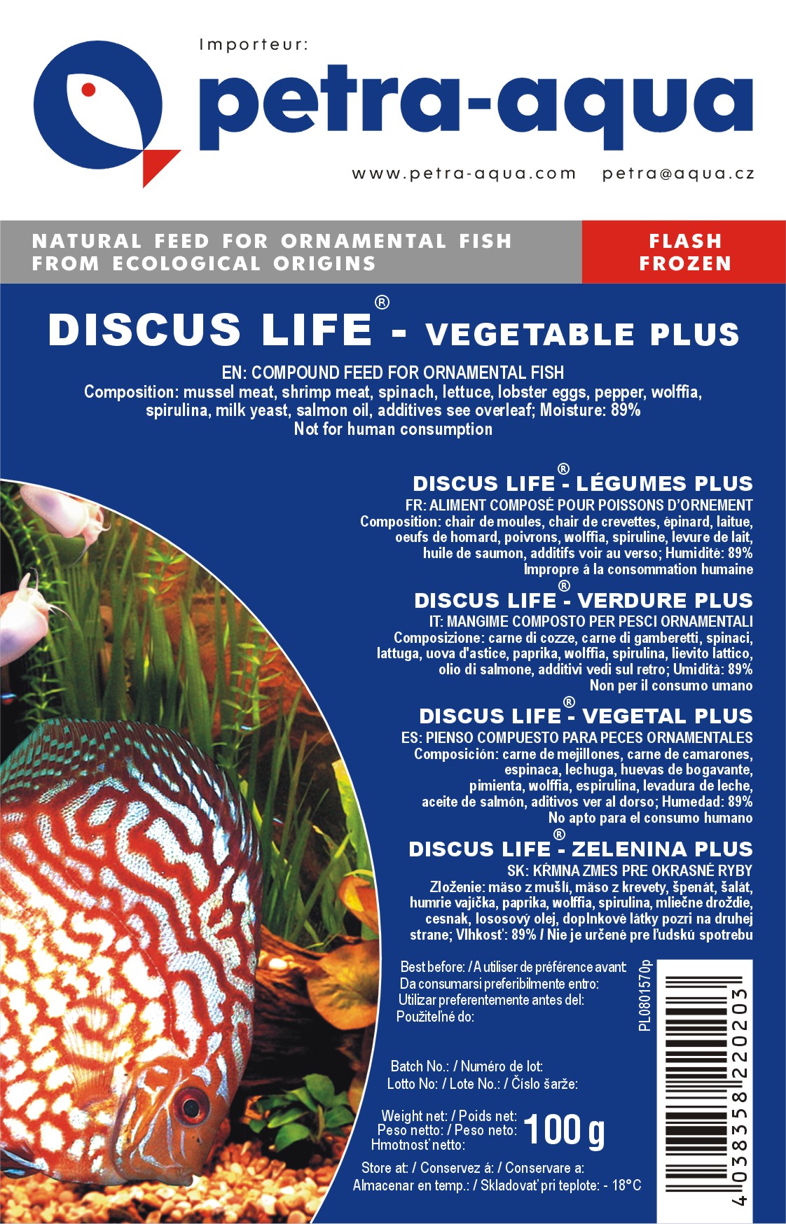 DISCUS LIFE - vegetable plus frossen 100g